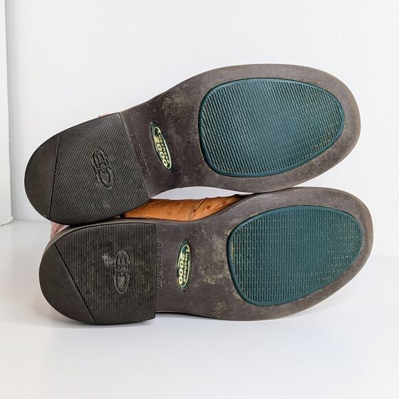 Lucchese Ostrich Goat Skin Boots 7 Red Tan Western Cowgirl Aesthetic Vintage - Picture 12 of 16